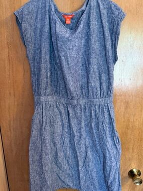 Joe Fresh Indigo Blue Elastic Waist Chambray Dress